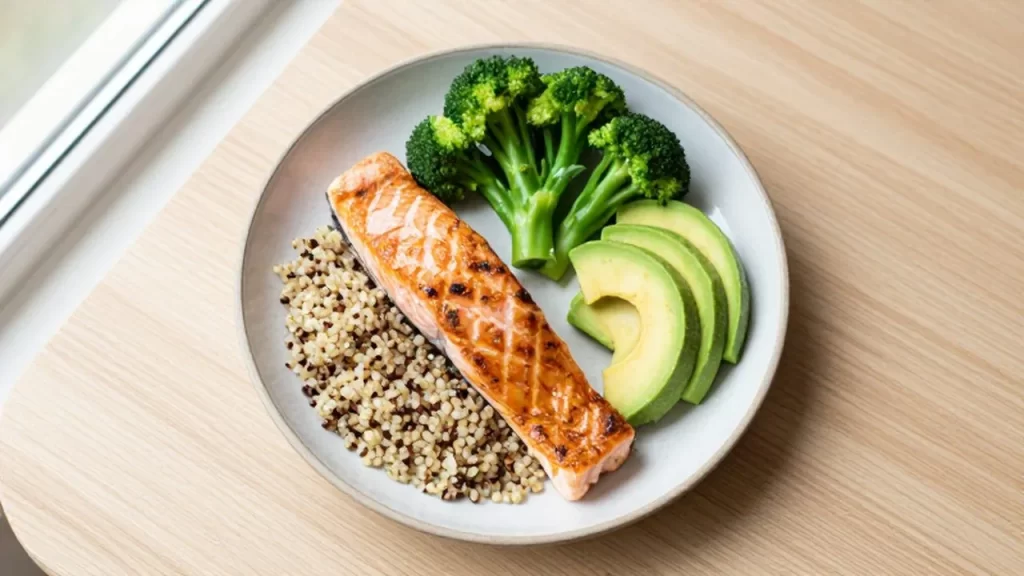 Salmón a la parrilla con quinoa