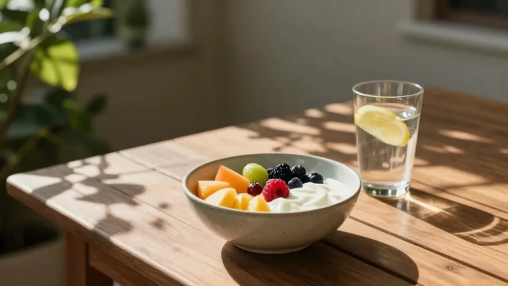 Desayuno saludable con yogur