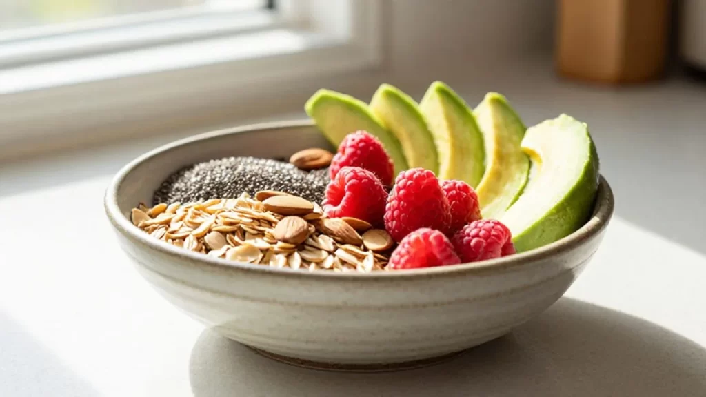 Cuenco de cerámica con avena