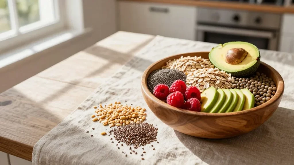 Cuenco de madera con avena