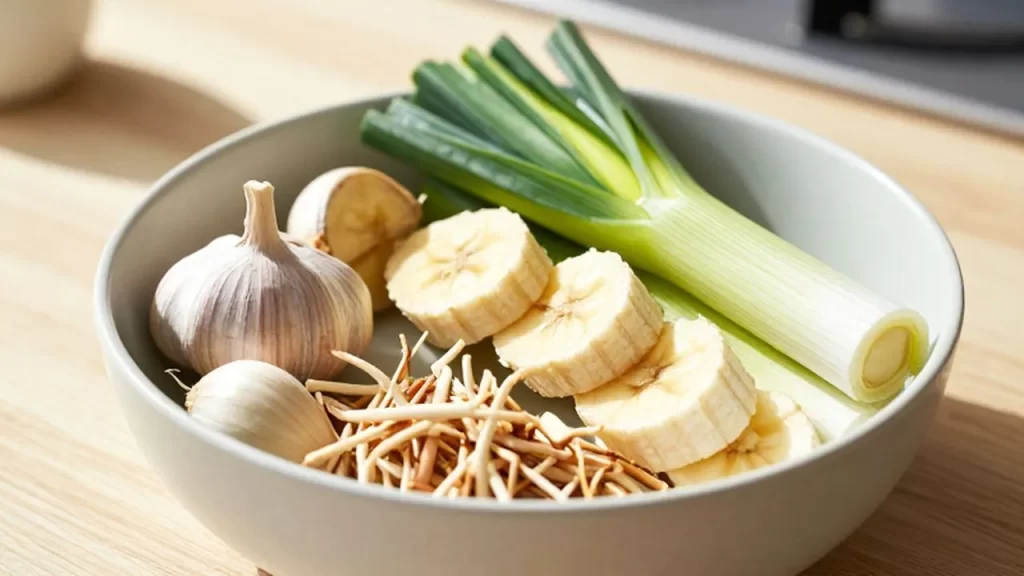 Cuenco mediterráneo con rodajas de plátano