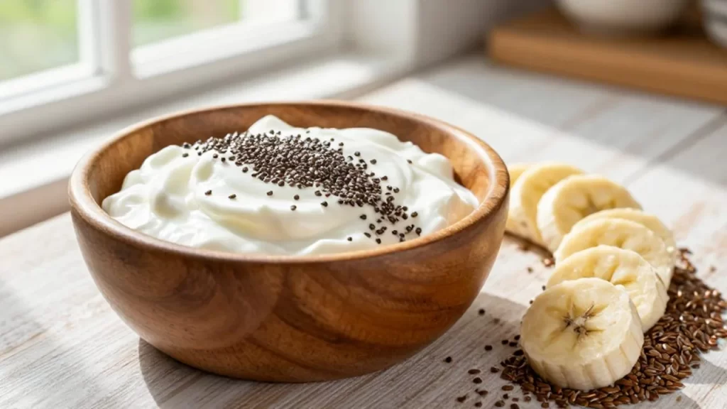 Bol de yogur griego con semillas de chía