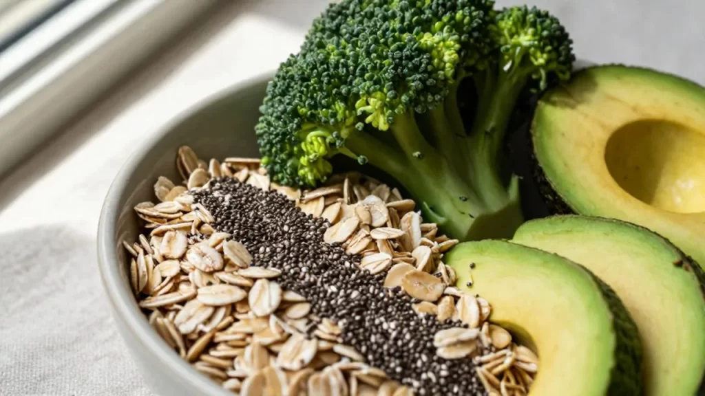 Variedad de alimentos integrales con avena